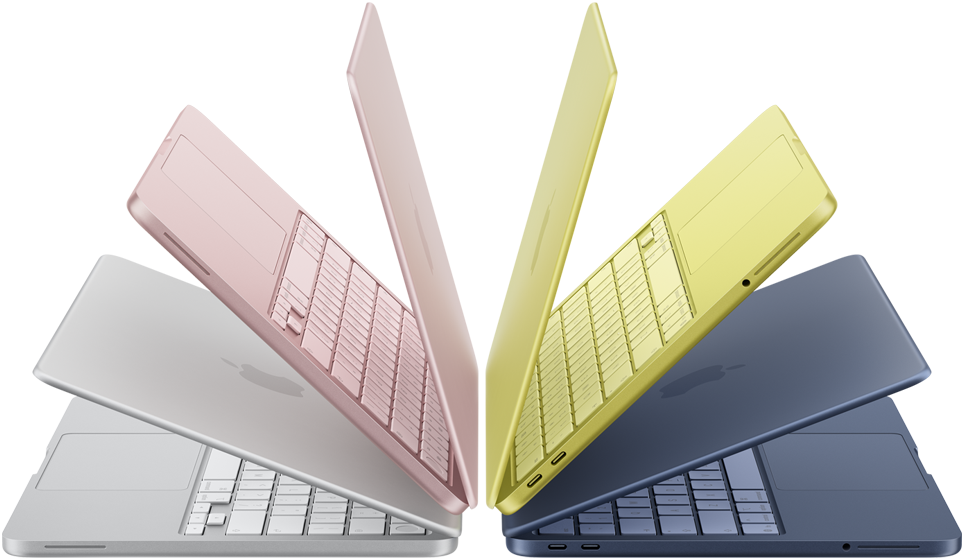 Apple MacBook Neo ve 4 barvách.