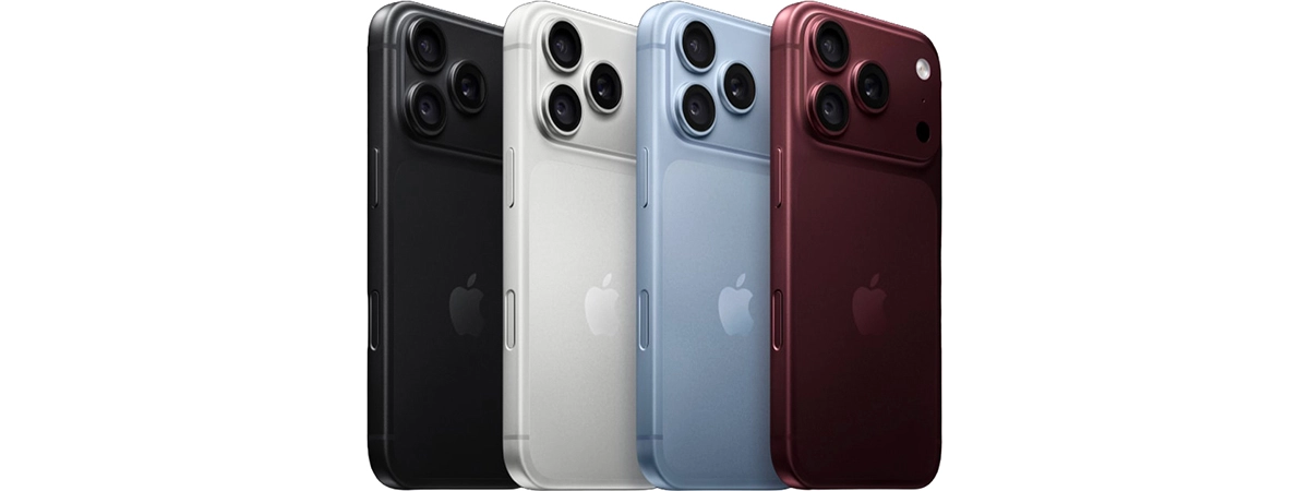 Barvy iPhonu 18 Pro: černá, stříbrná, ledovcově modrá a burgundsky červená