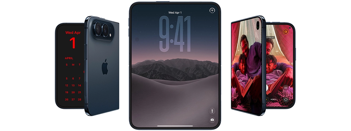 Skládací Apple iPhone Duo v soumračně modrém provedení