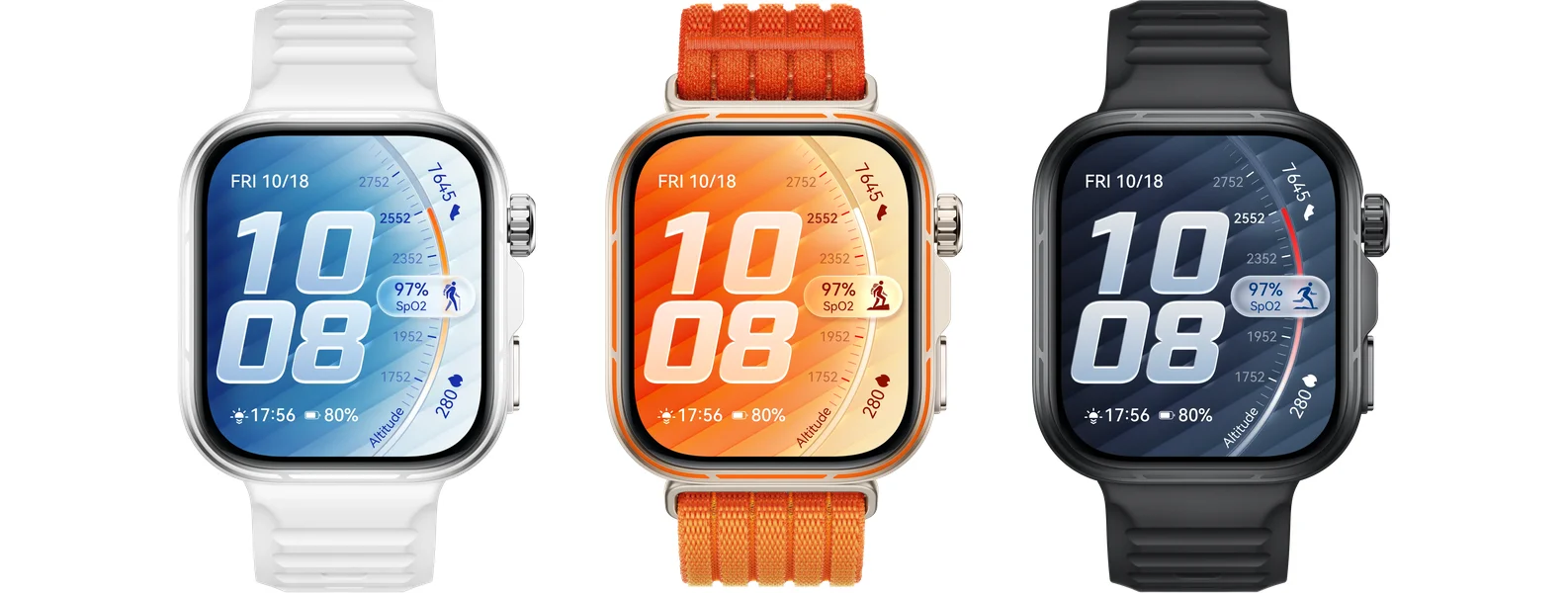 Huawei Watch Fit 5 Pro v bílé, oranžové a černé barvě