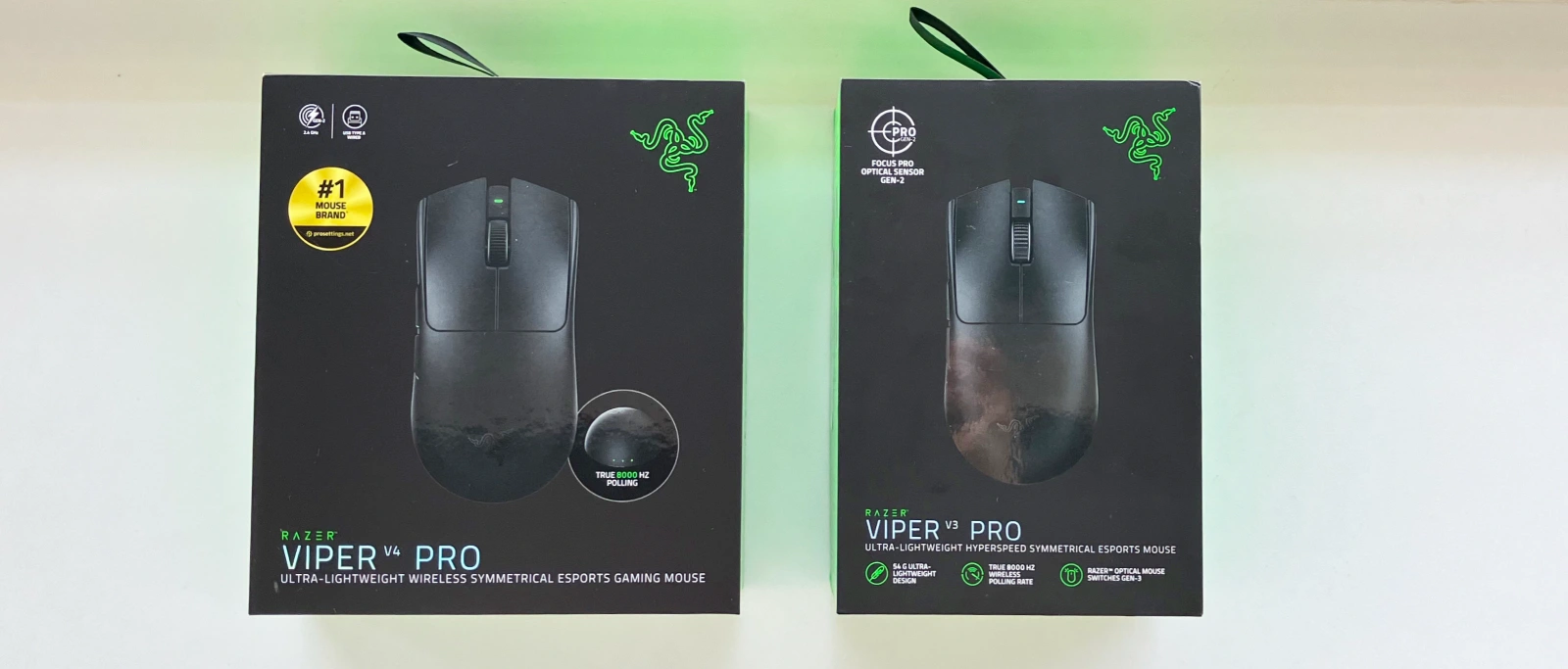 Krabičky herních myší Razer Viper V3 a V4 Pro
